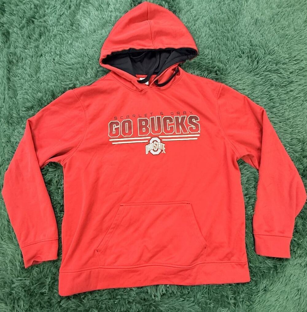 Ohio State Buckeyes Go Bucks Scarlet & Gray Hoodie Sweatshirt Men's XL NCAA